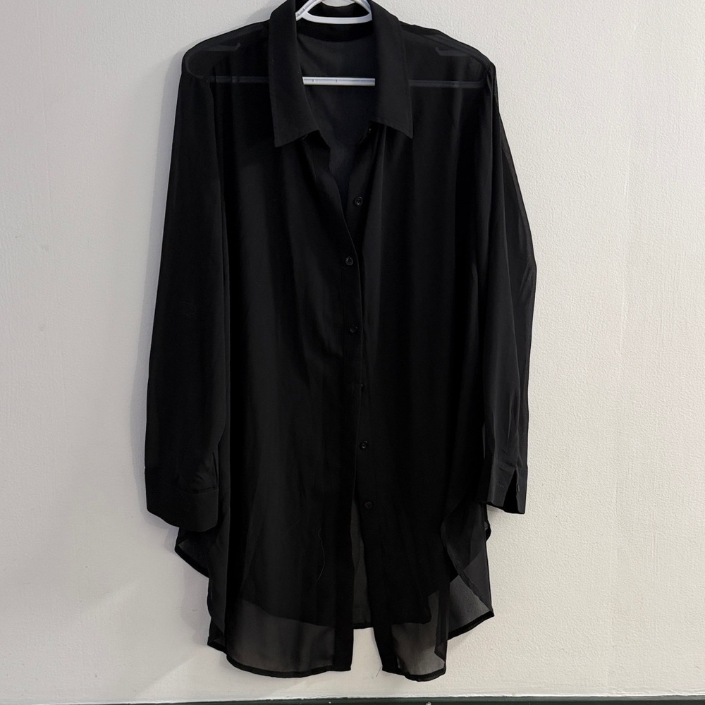 SHEIN Black Button Down Shirt